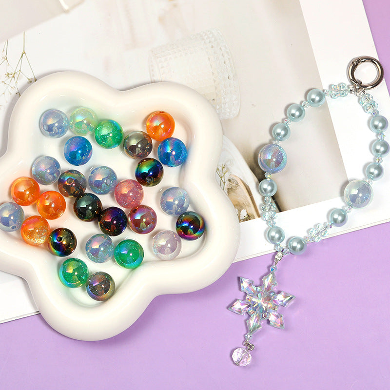 Wholesale 100pcs/pack 16mm translucent fine shimmer galaxy round beads fashionable and simple cat' s eye beads